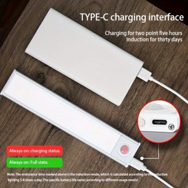 LED Strip Light med Bevegelsessensor – USB Oppladbar (40–80 cm, 3 Lysfarger)