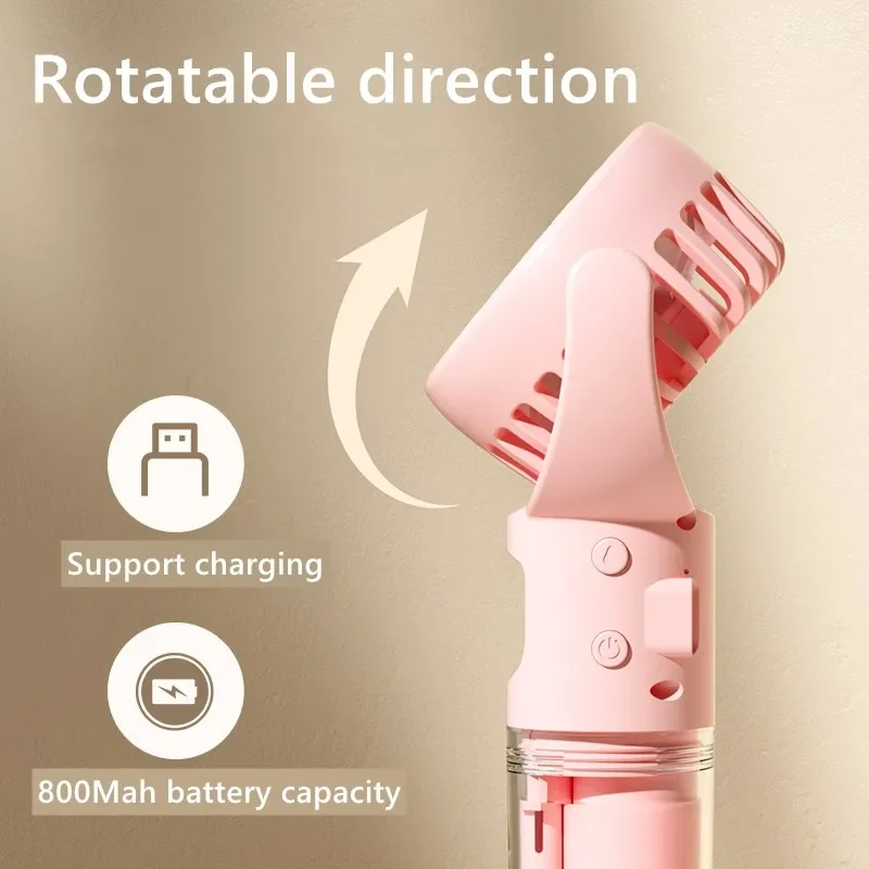 Bærbar Håndholdt Sprayvifte med Vanntåke – 4 Hastigheter | Oppladbar via USB