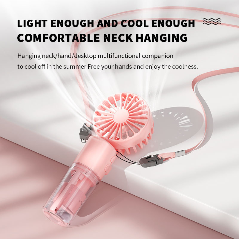 Bærbar Håndholdt Sprayvifte med Vanntåke – 4 Hastigheter | Oppladbar via USB