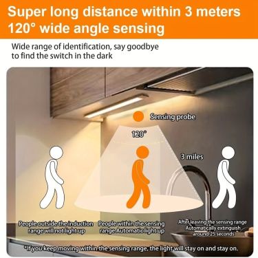 LED Strip Light med Bevegelsessensor – USB Oppladbar (40–80 cm, 3 Lysfarger)