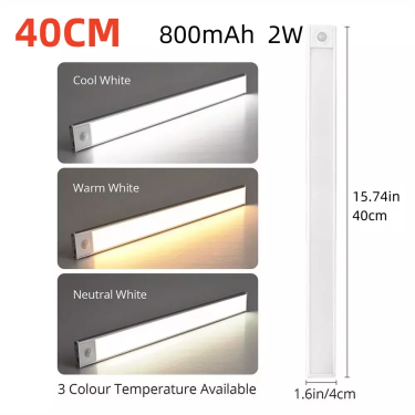 LED Strip Light med Bevegelsessensor – USB Oppladbar (40–80 cm, 3 Lysfarger)
