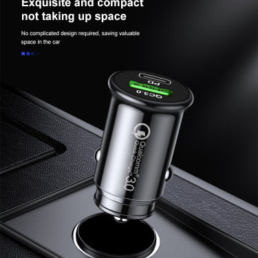 Biladapter med Dobbel Hurtiglading – QC 3.0 + PD USB-C