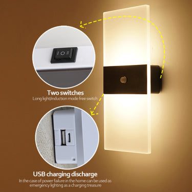 Innendørs vegglampe med bevegelsessensor og USB-lading – Stilren og praktisk